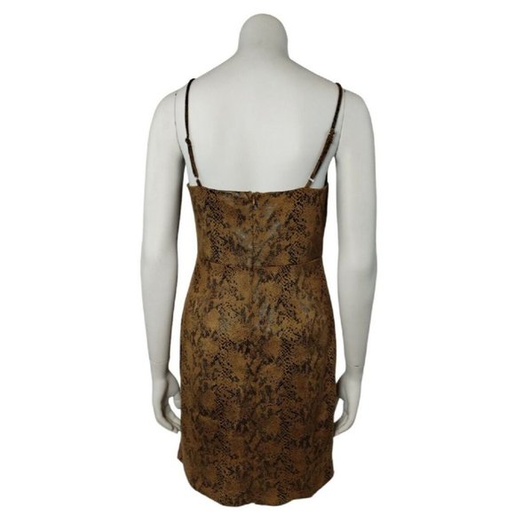 Faux Snakeskin Animal Print Camel Multi Juniors Mini Dress Size Large New - Picture 3 of 8